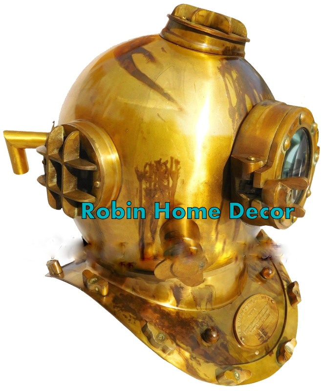 Brass Antique Scuba SCA Marine Diving Divers Helmet US Navy Mark V Full Size 18